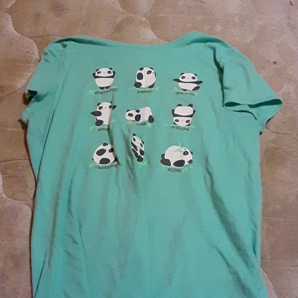 Blue cute panda posing shirt teal
